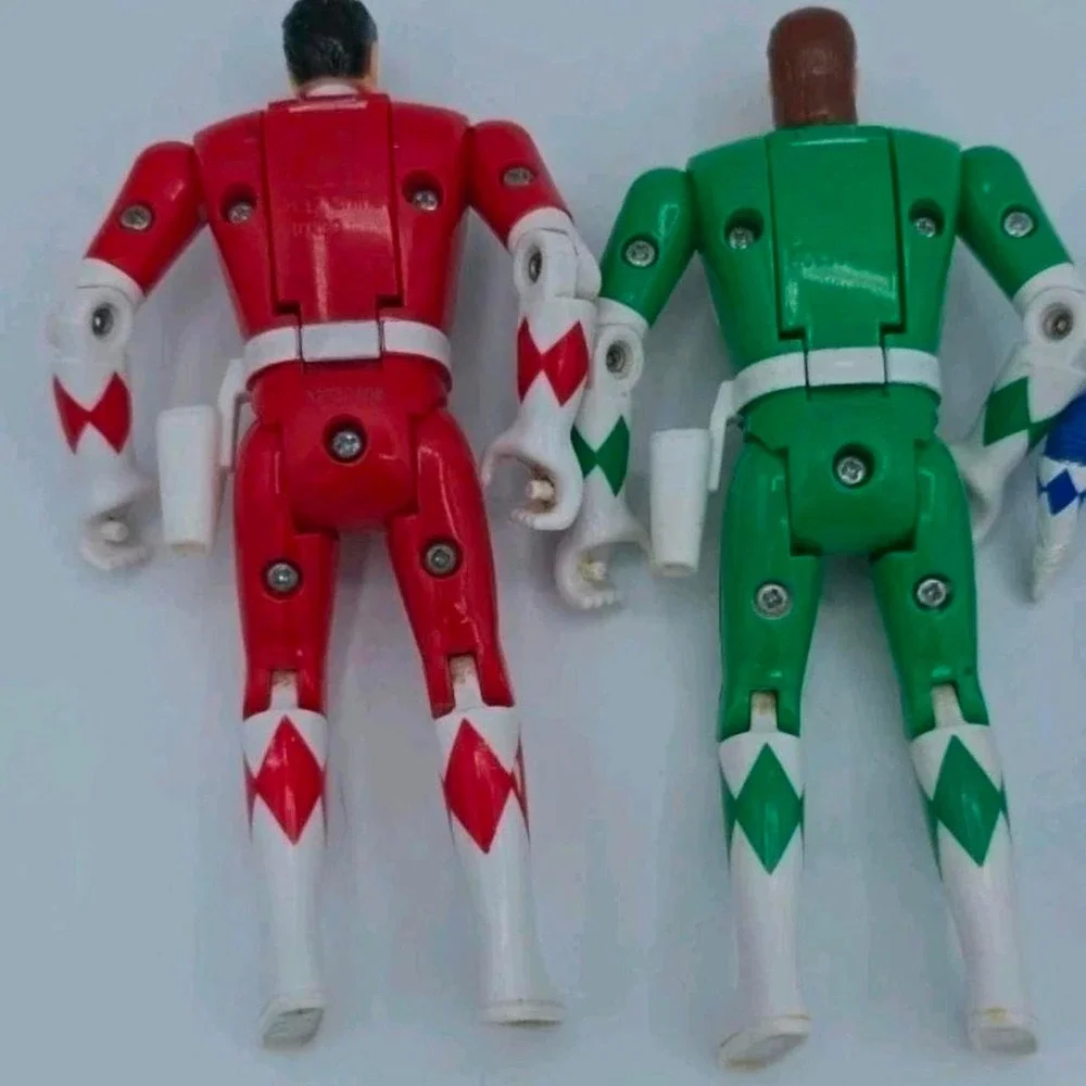 Vintage 90S Power Ranger Figures, Flip Head Figures W Press Out Play Set